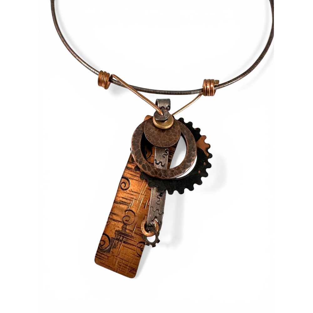 Unbranded Steampunk Pendant Necklace OS Copper Brass Good Mixed Metal Gear